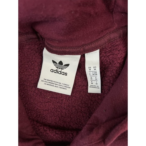 Adidas Men Pullover Hoodie Size‎ Medium Burgundy Logo on Front - Picture 5 of 7